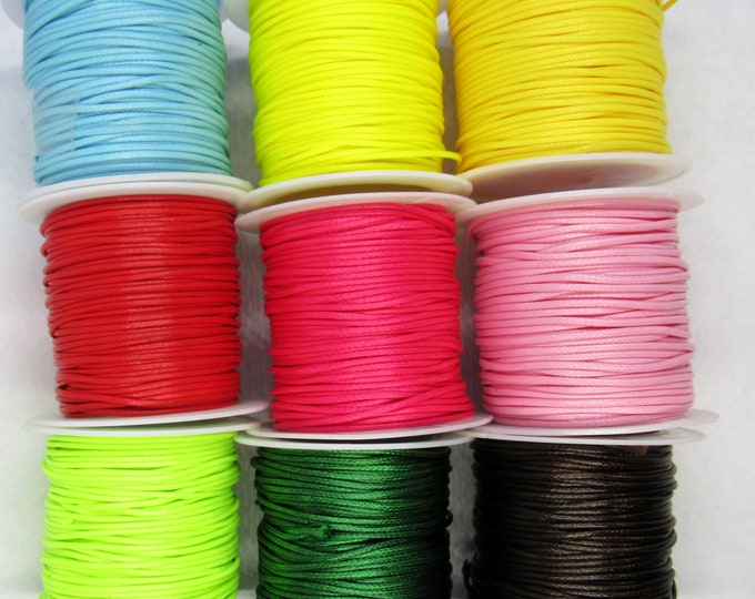 Choice of Color 10M Waxed Polyester Cord 1mm  (A63/171a)