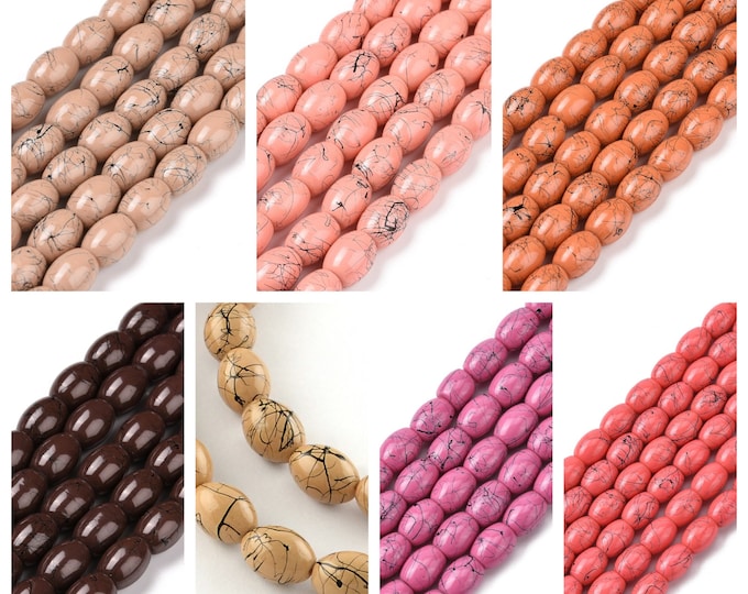 1 Strand 8x6mm Choice of Color Baking Painted Drawbench Oval Glass Beads (A421a-f)