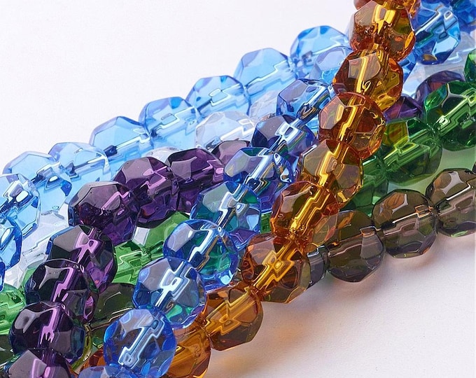 Wholesale Lot 10 Strands 8mm Faceted Round Transparent Glass Beads (A-b)