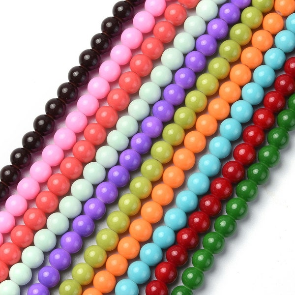 1 Strand 8mm Choice of Color Round Baking Painted Transparent Glass Beads