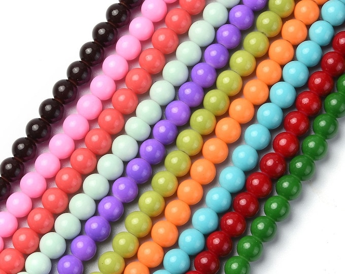Wholesale 10 Strands 8mm Round Baking Painted Transparent Glass Beads (Desk B)