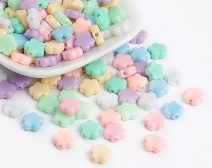 Opaque Mixed Color Flower Acrylic Beads 9 x 9.5mm (A231i/j)
