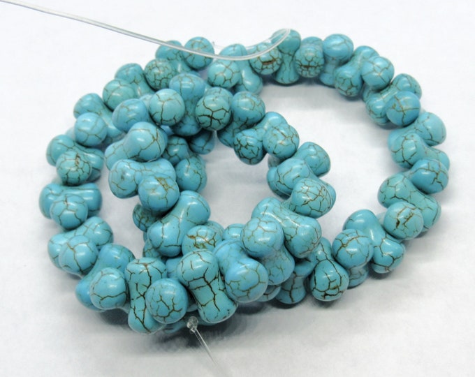 1 Strand Imitation Howlite Bone Beads 14x8mm - Turquoise Blue (A127q)