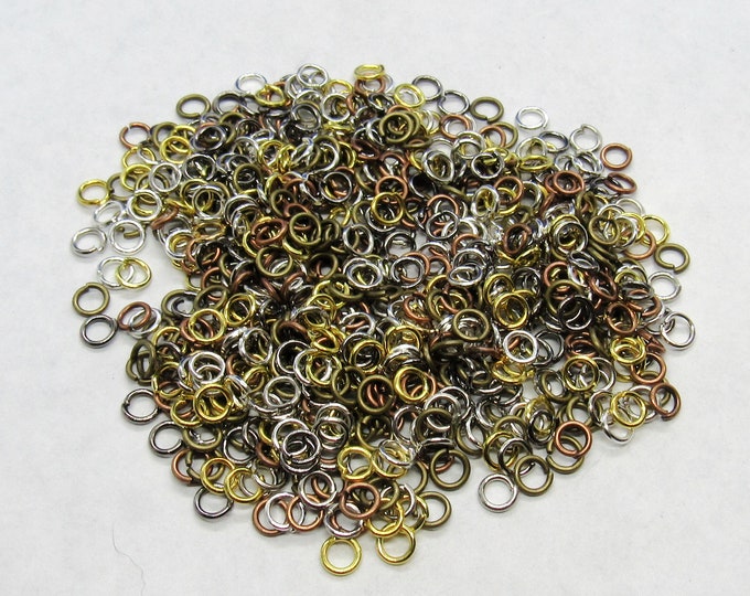 20g (approx 500) Assorted Tone 4mm Opened Jump Rings  (A89c)
