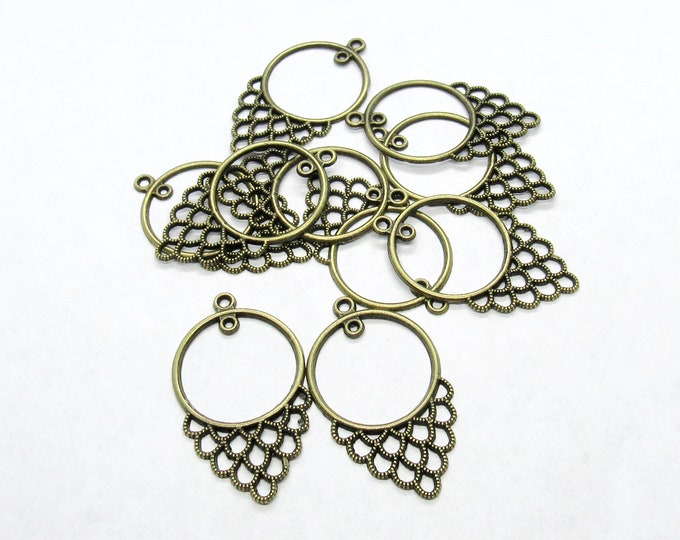 10 Antique Bronze Chandelier Links (A121q)