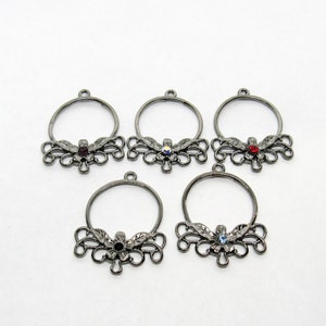 Choice of Color 2 Gunmetal Tone 1 to 3 Chandelier Links w/Swarovski Crystal Centers 35x28mm (A110i-L)