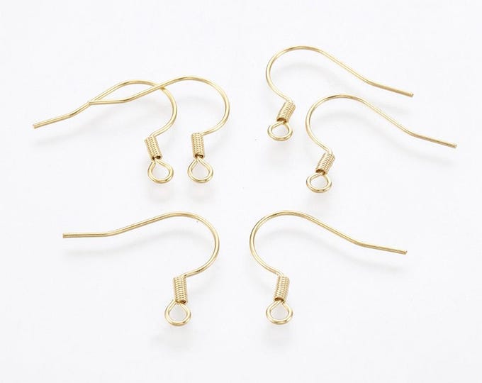 5 Pr (10pcs) 24k Gold Plated 304 Stainless Steel French Ear Wires 20x18mm  (A478L)