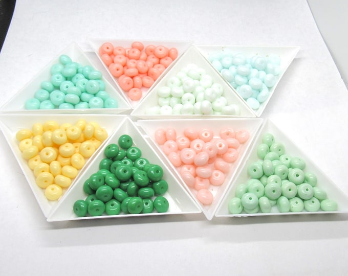 Choice of Color 40G (Approx 78pc) 8x5mm Opaque Baking Paint Glass Rondelle Beads (A510a-h)(10/25)