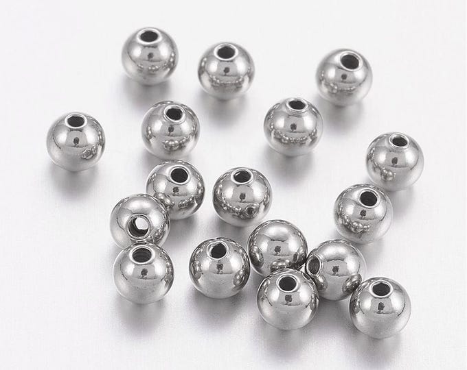 200 (201) Stainless Steel Silver Tone 4mm Round Spacer Beads (A512i)