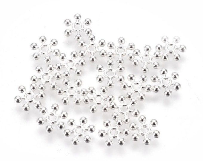 Silver Plated 8mm Alloy Snowflake Spacer Beads (A484g/h)