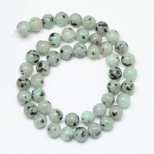 1 Strand Round 6mm Natural Sesame/Kiwi Jasper Gemstone Beads (A280f)