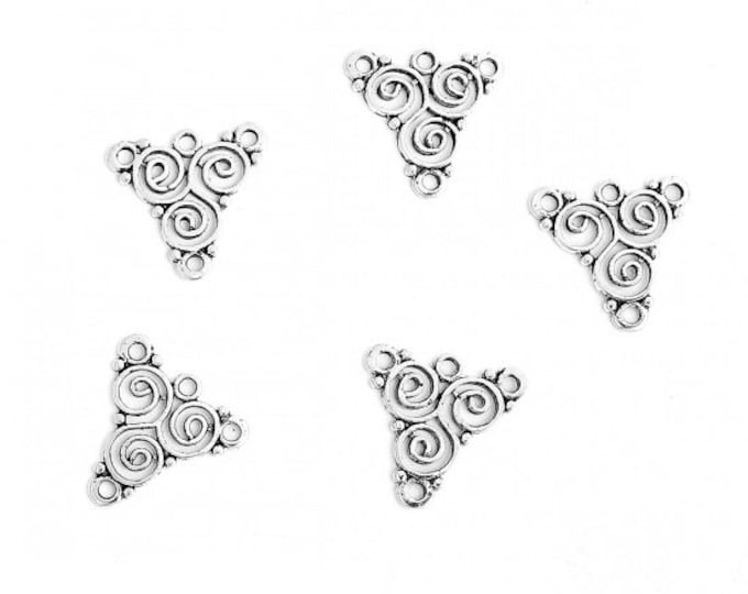 10 Metal Alloy Antique Silver Tone 3 to 1 Connector Links 19x19mm (A323J)