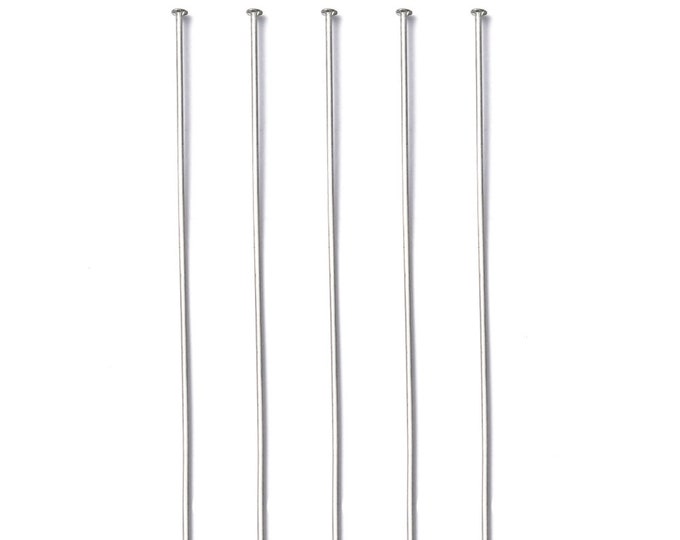 100 Silver Tone Stainless Steel Head Pins 5cm (22G) (A397i)