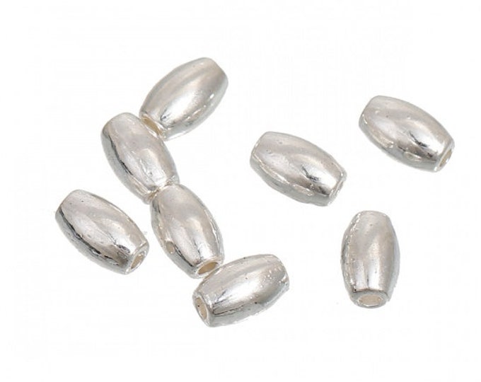 50 Silver Plated 6x4mm Alloy Oval Spacer Beads  (A351d)
