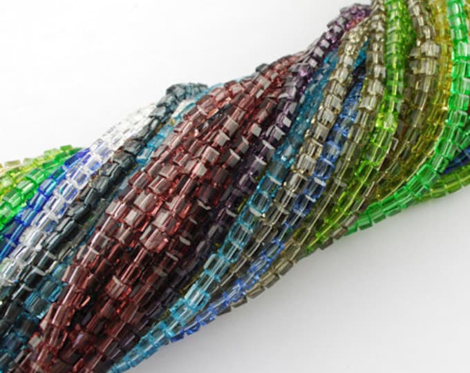 Choice of Color 1 Strand 3x3mm Glass Cube Beads (A245f1-7)