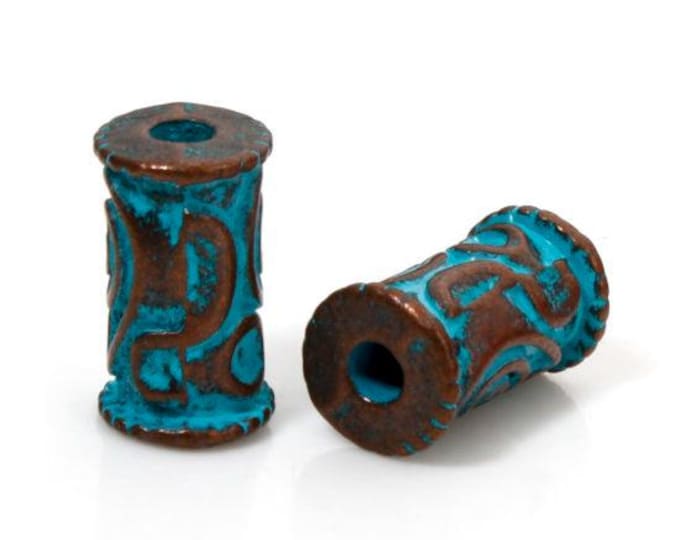 10 Red Copper Tone w/Patina Alloy10x6mm Round Cylinder Spacer Beads (A487f)