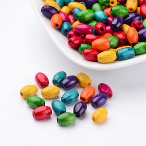 200 Pcs 5 x 8mm Natural Wooden Oval Beads - Assorted  (A51b)