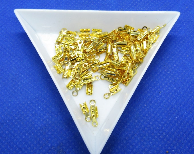 100 Gold Plated Copper Crimp w/Loop 8x3mm Cord Ends