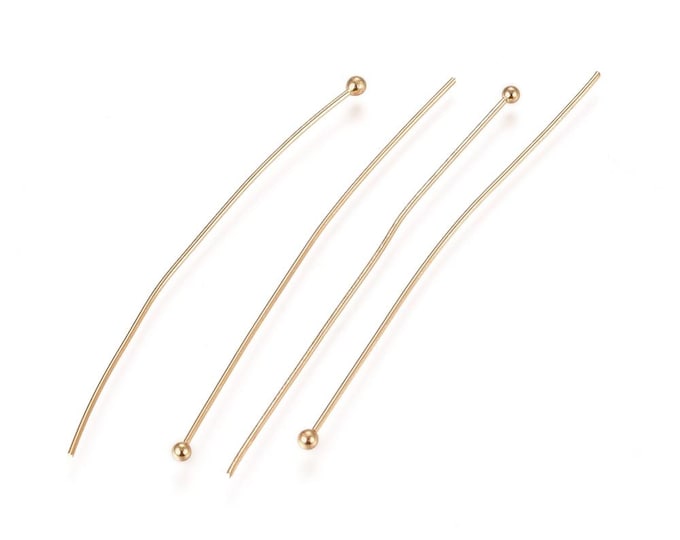20 (304) Stainless Steel Gold Tone 5.0cm Ball Pins  (A513g)