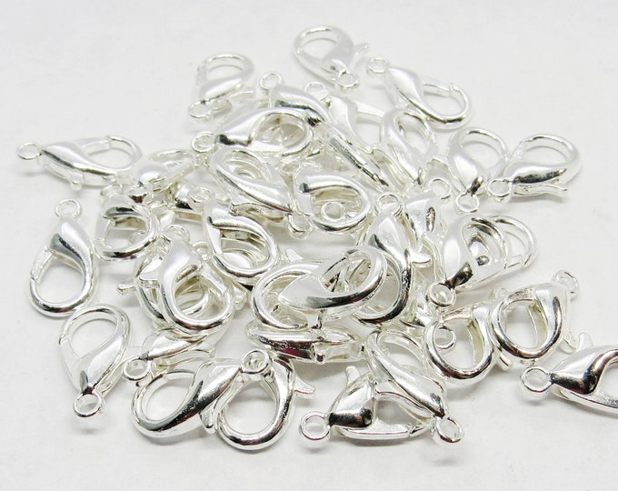 Bright Silver Tone Copper Lobster Claw Clasps 14x8mm (a204e-A229p)