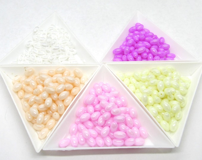 Choice of Color 40G (Approx 240pc) 7x4mm Glass Rice Beads (A509d-h)(10/25)