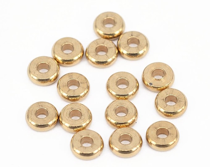 50 Unplated Brass Flat Round Spacer Beads 6x2mm (A292b)