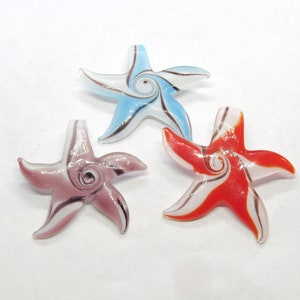 Choice of Color Handmade Goldsand Starfish Lampwork Pendant White/Green/Black (A30/97d-f)