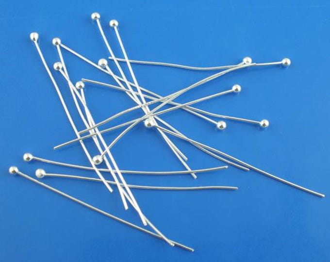 300 Silver Plated Brass Ball Pins 40mm (24G) (A479f)
