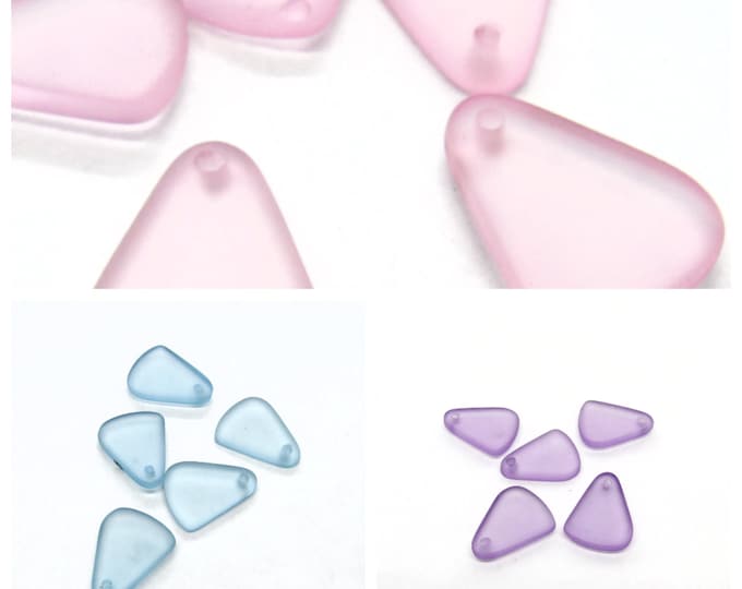 Choice of Color 5 Pcs. Resin Sea Glass 20 x 15mm Rectangular Beads (A15o)