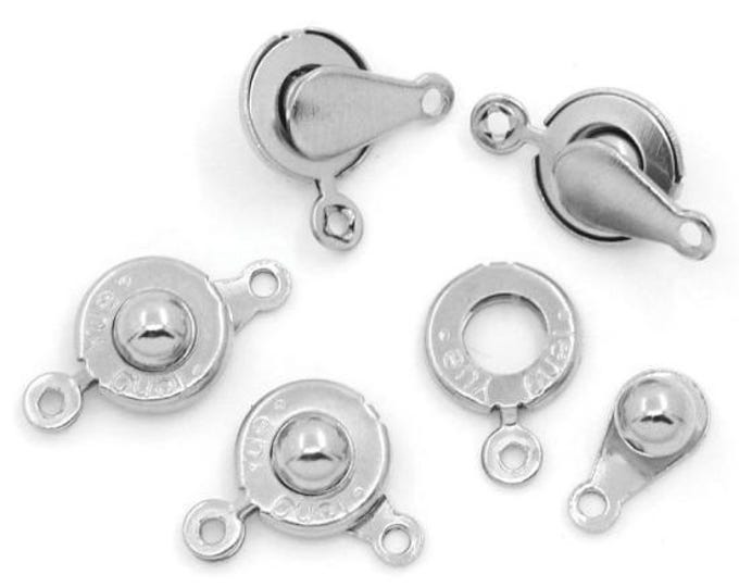 10 Pc Silver Tone Alloy Ball & Socket Snap Button Clasp 18x9.5mm  (A66g)