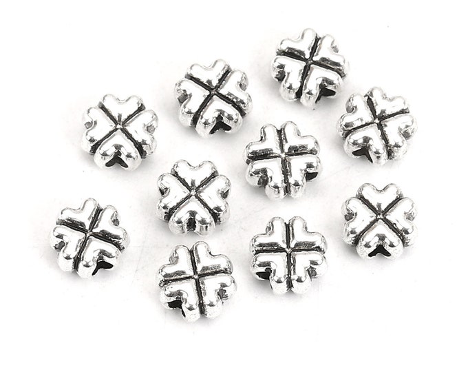 25 Antique Silver Tone Alloy 6x6mm Spacer Beads  (A405f)
