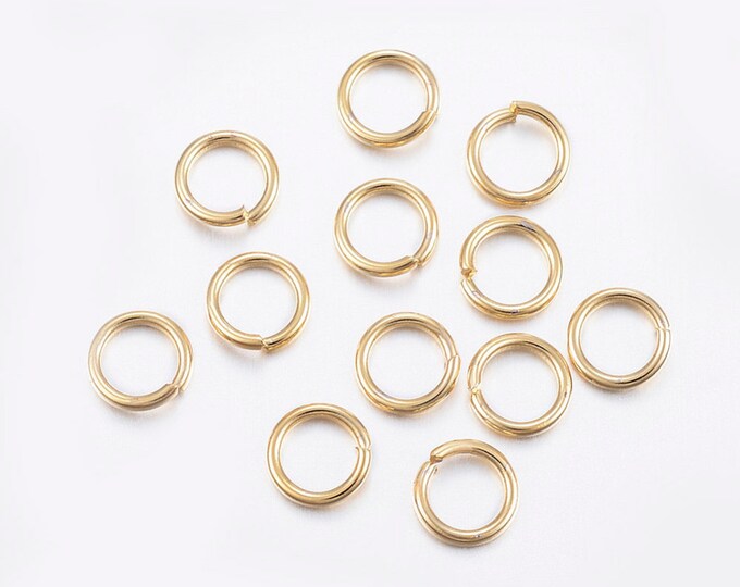 250 (24k)Gold Plated Stainless Steel Open Jump Rings 6mm x .8mm (20G) (A400g)