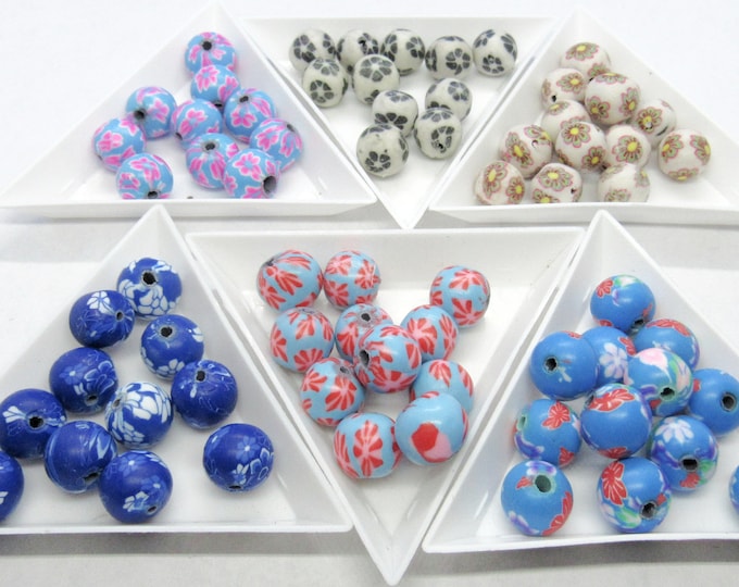 20pcs Choice of Color 10-11mm Handmade Round Polymer Clay Beads (A228e)