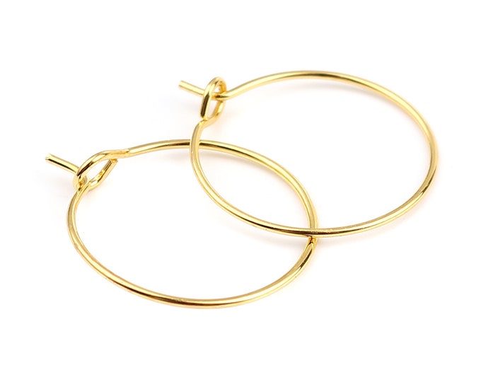 25 Gold Plated Iron Wine Glass Charm Round Hoops 20mm  (A251c)