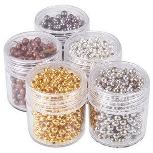 1350 (270@ Container) Assorted Tone 3.2mm Round Iron Spacer Beads  (Desk E-f)