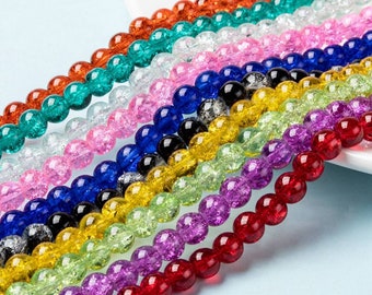 Wholesale Lot of 10 Strands 8mm Crackle Glass Beads (A-a)