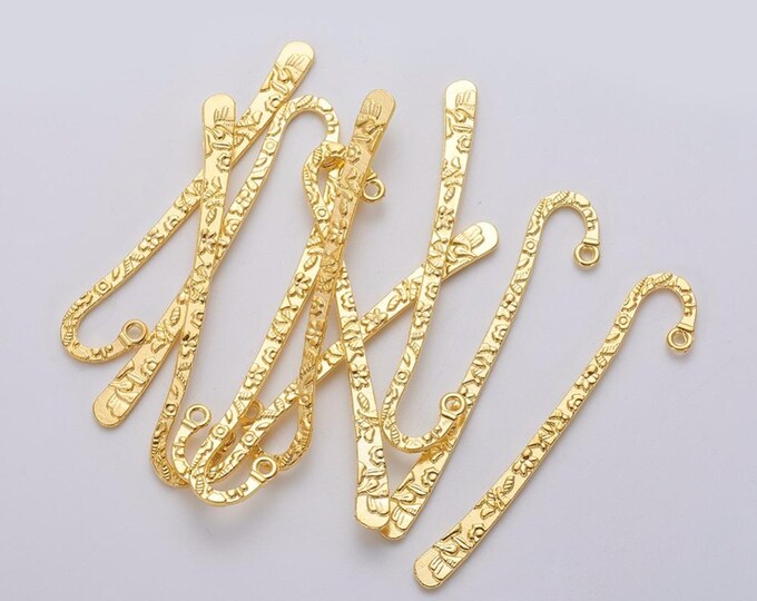 5 Gold Tone Tibetan Alloy Bookmark Findings 79.5mm (A218d)