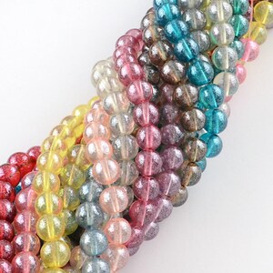 1 Strand 6mm Choice of Color Round Transparent Spray Painted Glass Beads (A108h-o)
