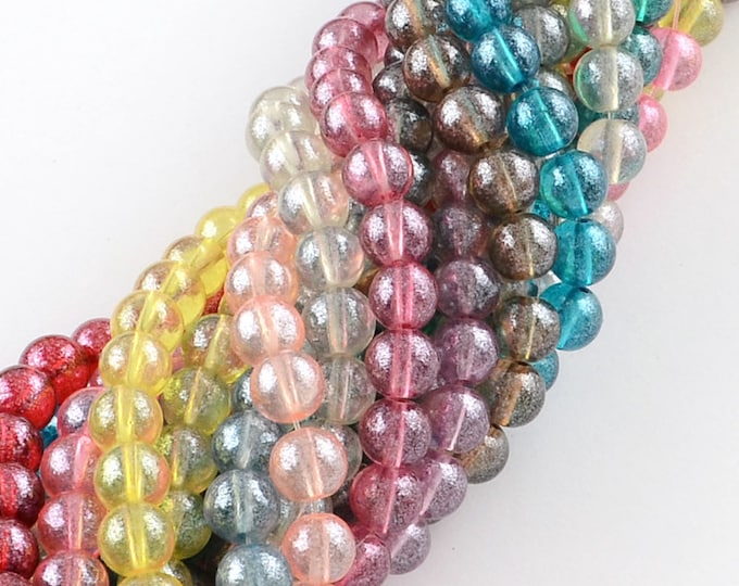 1 Strand 6mm Choice of Color Round Transparent Spray Painted Glass Beads (A108h-o)