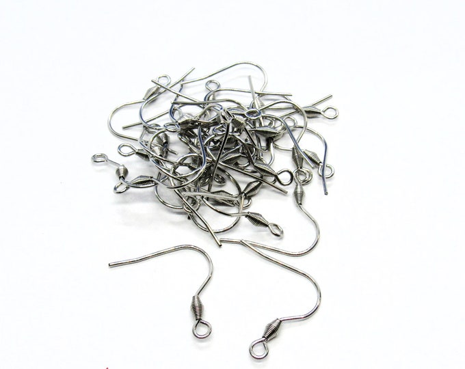 15 Pr (30pcs) 304 Stainless Steel Hook Ear Wires 21x21mm-21g  (A87n)