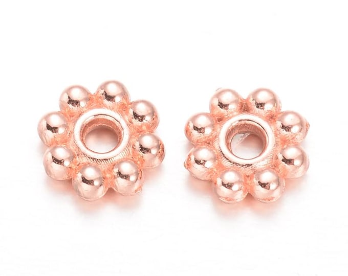 Rose Gold Tone 5mm Alloy Daisy Spacer Beads  (A473c/d)