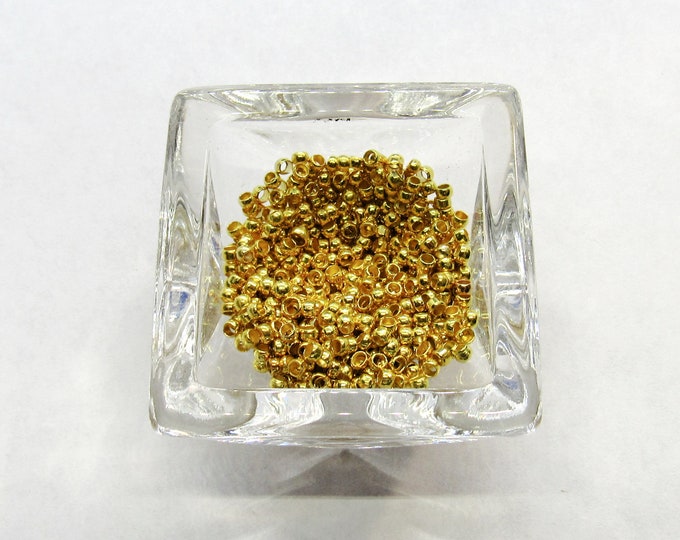 9G Gold Tone Brass Barrel Crimp Beads 2x1.2mm (A2f)