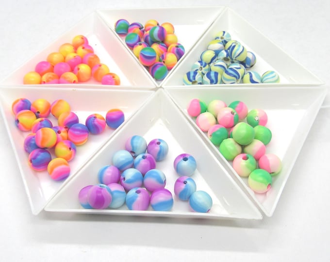 15pcs Choice of Color 8mm Handmade Round Polymer Clay Beads in Mixed Designs (A489b-g)