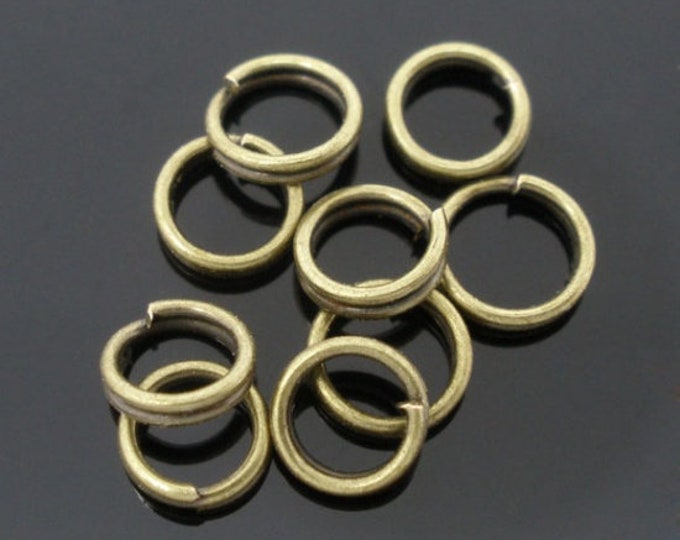 450 Alloy Double Split Jump Rings Findings Round Antique Bronze 5mm (A370e)