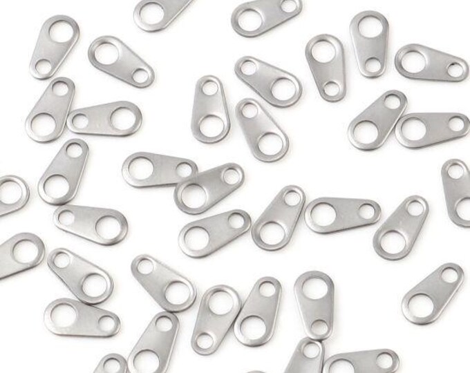 50pc Silver Tone Stainless Steel Tail Drop 6 x 3mm (A514h)