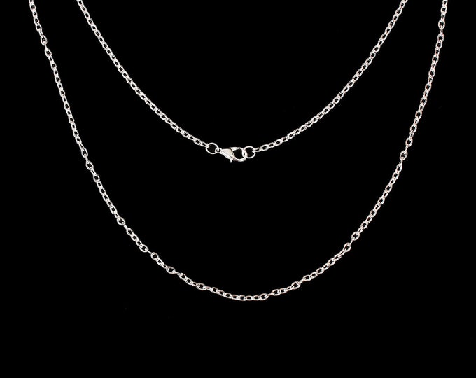 3 Silver Plated Iron Alloy Link Cable Link Chain Necklaces 24 3/8"   (A417e)