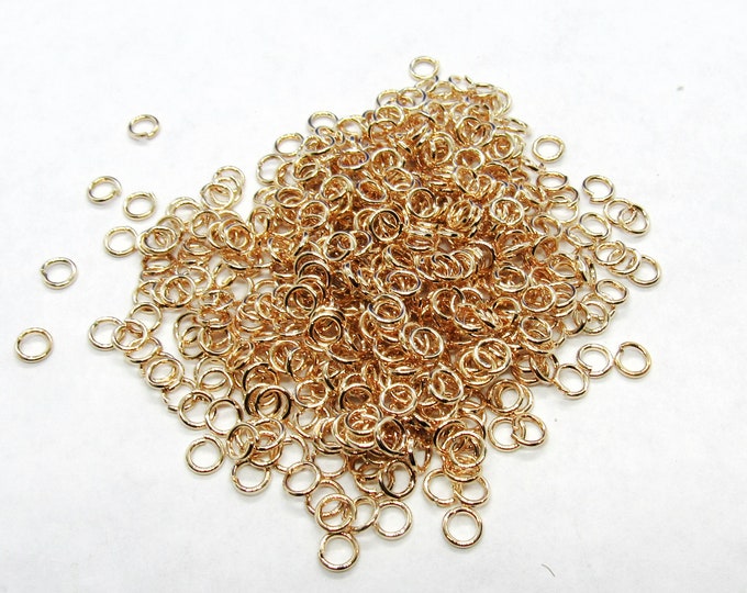 500 KC Gold Plated Opened Jump Rings 4mm x .7mm  (A96f)