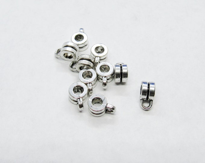 Silver Tone 9 x 6mm Alloy Pendant Bails  (A28c/43c)