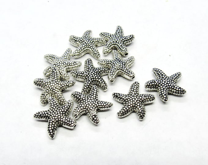 Antique Silver Tone 14 x 14mm Starfish Spacer Beads (A75a/c)