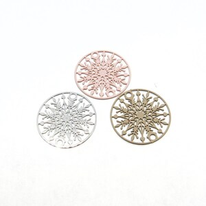 Choice of Color 5 Copper Filigree Stamping Round Snowflake Connectors 20mm (A214d-f)